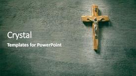  Presentation with free christmas - Amazing PPT layouts having christmas worship - catholic cross on a wooden backdrop and a gray colored foreground