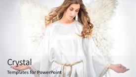  Presentation with worship woman - Theme featuring christmas worship - woman in angel costume background and a white colored foreground