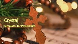  Presentation with sheet music - Presentation theme consisting of christmas worship - wooden cross on music sheet background and a tawny brown colored foreground