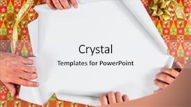  Presentation with christmas gift wrap - Slide set consisting of christmas wrapped present being ripped background and a white colored foreground