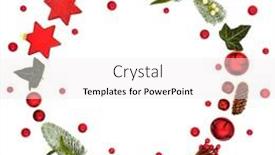  Presentation with festive season - Beautiful slide set featuring christmas wreath abstract decoration with holly mistletoe red balls baubles and winter flora on white background with copy space symbol for the festive season backdrop and a sky blue colored foreground
