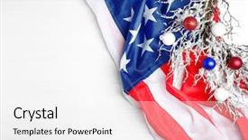 Presentation with american flag - Presentation theme featuring christmas wreath and american flag background and a white colored foreground