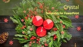  Presentation with christmas candles - PPT layouts with christmas-wreath-and-candles background and a tawny brown colored foreground