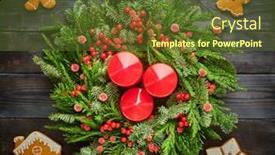  Presentation with christmas candles - Amazing theme having christmas-wreath-and-candles backdrop and a tawny brown colored foreground
