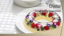  Presentation with jelly - PPT theme having christmas wreath bavarois homemade jelly dessert background and a light gray colored foreground