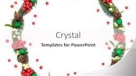  Presentation with festive season - Presentation theme having holly berries mistletoe spruce fir background and a white colored foreground