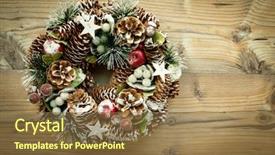  Presentation with natural elements - Slide deck consisting of christmas wreath formed by natural elements pine cones fruits background and a tawny brown colored foreground