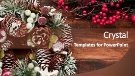  Presentation with natural elements - Audience pleasing presentation design consisting of christmas wreath formed by natural elements and branch with red fruits backdrop and a tawny brown colored foreground