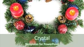  Presentation with white christmas - Slides consisting of christmas wreath isolated on white background and a tawny brown colored foreground