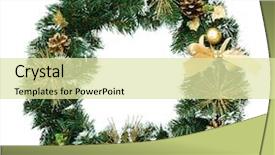  Presentation with white christmas - Slides having christmas wreath isolated on white background and a soft green colored foreground