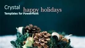  Presentation with pinecones - Beautiful PPT layouts featuring christmas-wreath-made-with-pinecones backdrop and a navy blue colored foreground