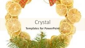  Presentation with lemons - Amazing presentation having christmas wreath of dried lemons with fir tree and bow isolated on white backdrop and a blonde colored foreground