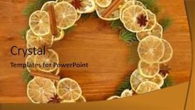  Presentation with lemons - Colorful presentation theme enhanced with fir tree on wooden backdrop and a gold colored foreground