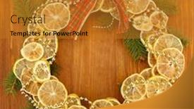  Presentation with lemons - Beautiful presentation theme featuring christmas-wreath-of-dried-lemons backdrop and a gold colored foreground