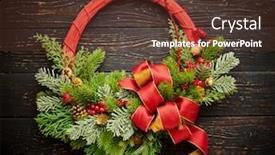  Presentation with rustic - Slide deck featuring christmas-wreath-on-dark-rustic background and a tawny brown colored foreground