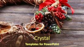  Presentation with rustic - PPT layouts with christmas wreath on rustic wooden background background and a tawny brown colored foreground