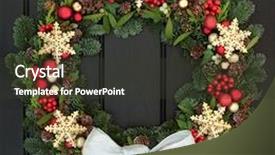  Presentation with gold red - Presentation theme consisting of winter greenery over dark oak background and a tawny brown colored foreground