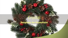  Presentation with christmas holly - Theme consisting of christmas-wreath-with-holly-ivy background and a tawny brown colored foreground