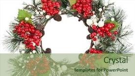  Presentation with purple festive christmas red - Presentation theme enhanced with christmas wreath with red viburnum background and a mint green colored foreground
