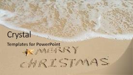  Presentation with tropical christmas - Slides consisting of christmas written on tropical beach background and a soft green colored foreground