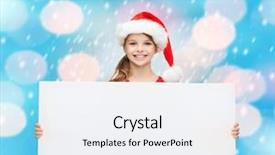  Presentation with christmas sale - PPT theme consisting of christmas x-mas people advertisement sale concept - happy woman in santa helper hat with blank white board background and a white colored foreground