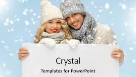  Presentation with winter family - Theme enhanced with christmas x-mas winter happiness background and a  colored foreground