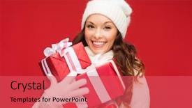  Presentation with happiness - Beautiful presentation featuring christmas x-mas winter happiness backdrop and a red colored foreground