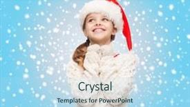  Presentation with girl christmas - Beautiful slide set featuring christmas x-mas winter happiness concept - dreaming girl in santa helper hat backdrop and a light blue colored foreground