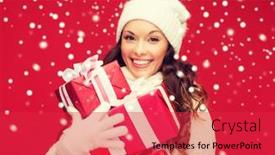  Presentation with happiness - Colorful presentation enhanced with lots snowflakes - christmas x-mas winter happiness concept backdrop and a red colored foreground