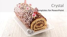  Presentation with christmas chocolate - Amazing presentation design having christmas-yule-log-chocolate-cake backdrop and a lemonade colored foreground