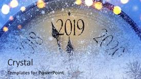  Presentation with new year 2019 - Beautiful PPT theme featuring christmass or new year backdrop and a light blue colored foreground