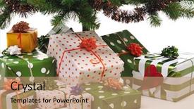  Presentation with gifs christmas - Presentation theme with christmastree - christmas gifts under decorated fir background and a coral colored foreground