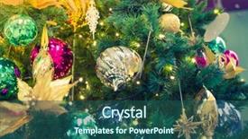  Presentation with vintage christmas - Slide deck with christmastree - closeup of christmas tree decorations background and a ocean colored foreground