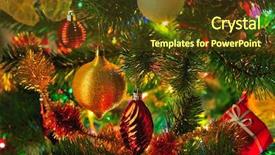  Presentation with fir tree - Presentation theme featuring christmastree - decorated christmas fir tree background and a  colored foreground