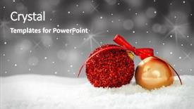  Presentation with events and decoration presentation - Audience pleasing theme consisting of christmastree decoration snowballs for card backdrop and a dark gray colored foreground