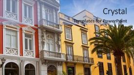  Presentation with colonial - Audience pleasing theme consisting of acient - las palmas de gran canaria backdrop and a light blue colored foreground