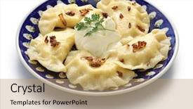  Presentation with food - Amazing PPT theme having chritmas - homemade pierogi dumplings polish food backdrop and a  colored foreground