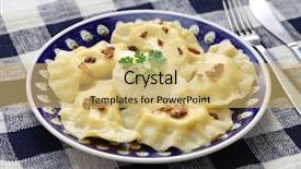  Presentation with food - Colorful presentation design enhanced with chritmas - homemade pierogi dumplings polish food backdrop and a yellow colored foreground