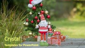  Presentation with summer christmas - PPT layouts featuring two child girls with chritmas background and a tawny brown colored foreground