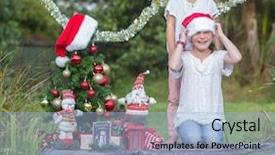  Presentation with summer christmas - Beautiful theme featuring two child girls with chritmas backdrop and a light blue colored foreground