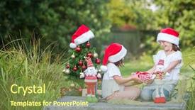  Presentation with summer christmas - Slide deck featuring two child girls with chritmas background and a tawny brown colored foreground