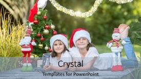  Presentation with summer christmas - PPT theme having two child girls with chritmas background and a light blue colored foreground