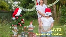  Presentation with summer christmas - PPT layouts featuring two child girls with chritmas background and a  colored foreground