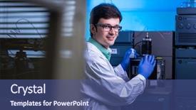  Presentation with scientific research - Slides featuring male researcher carrying out scientific background and a dark gray colored foreground