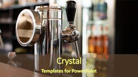  Presentation with beer bar pub tap counter - Slide set consisting of chrome draft beer kegerator tower background and a tawny brown colored foreground