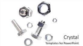  Presentation with nuts - Colorful theme enhanced with chrome nuts and bolts close backdrop and a white colored foreground