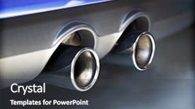  Presentation with pipe - PPT theme with chrome twin exhaust pipe blowing background and a dark gray colored foreground