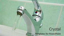  Presentation with water faucet - PPT layouts with chrome water faucet in bathroom background and a mint green colored foreground