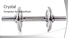  Presentation with weight - Colorful theme enhanced with chromed dumbbell weight over white background backdrop and a white colored foreground