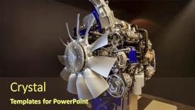 Presentation with combustion engine - Theme with chromed-full-combustion-engine background and a tawny brown colored foreground